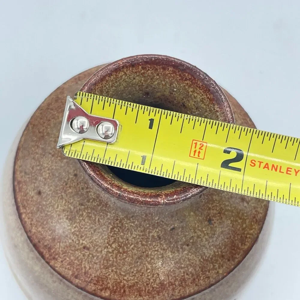 intage Signed Studio Pottery Bud Vase - Hand Thrown Speckled Earth Tone